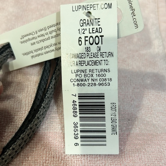 LupinePet dog leash - 1/2” wide, 6 foot long lead in granite color. - Picture 6 of 6